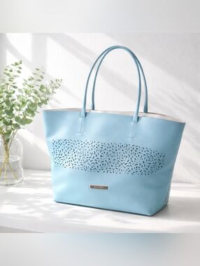 Vince Camuto Light Blue Laser-Cut Tote